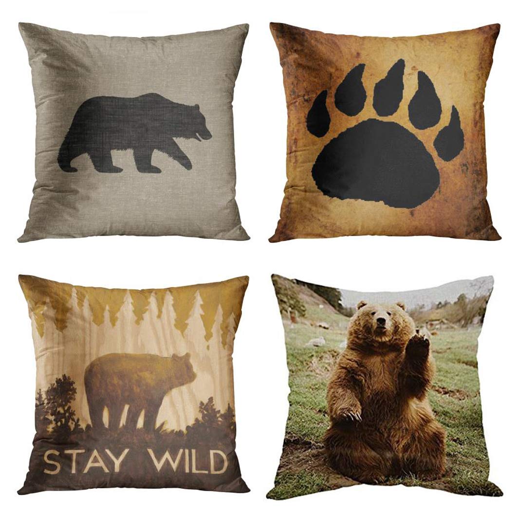 Multicolor Outdoor Nature Wildlife Animal Bear Gift Idea Cute Wildlife Animal Lover Grizzly Nature Forest Bear Throw Pillow 18x18 
